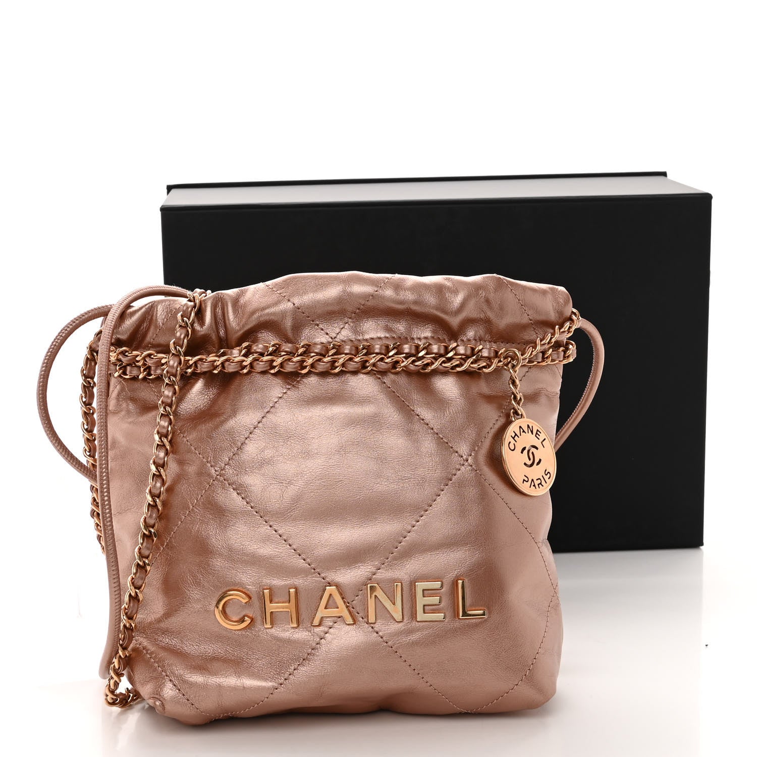Chanel Metallic Calfskin Quilted Mini Chanel 22 Copper 12 of 12