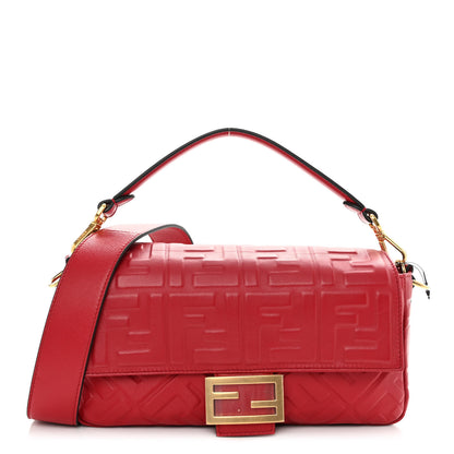 Fendi Nappa FF 1974 Embossed Baguette Fragola 1 of 9