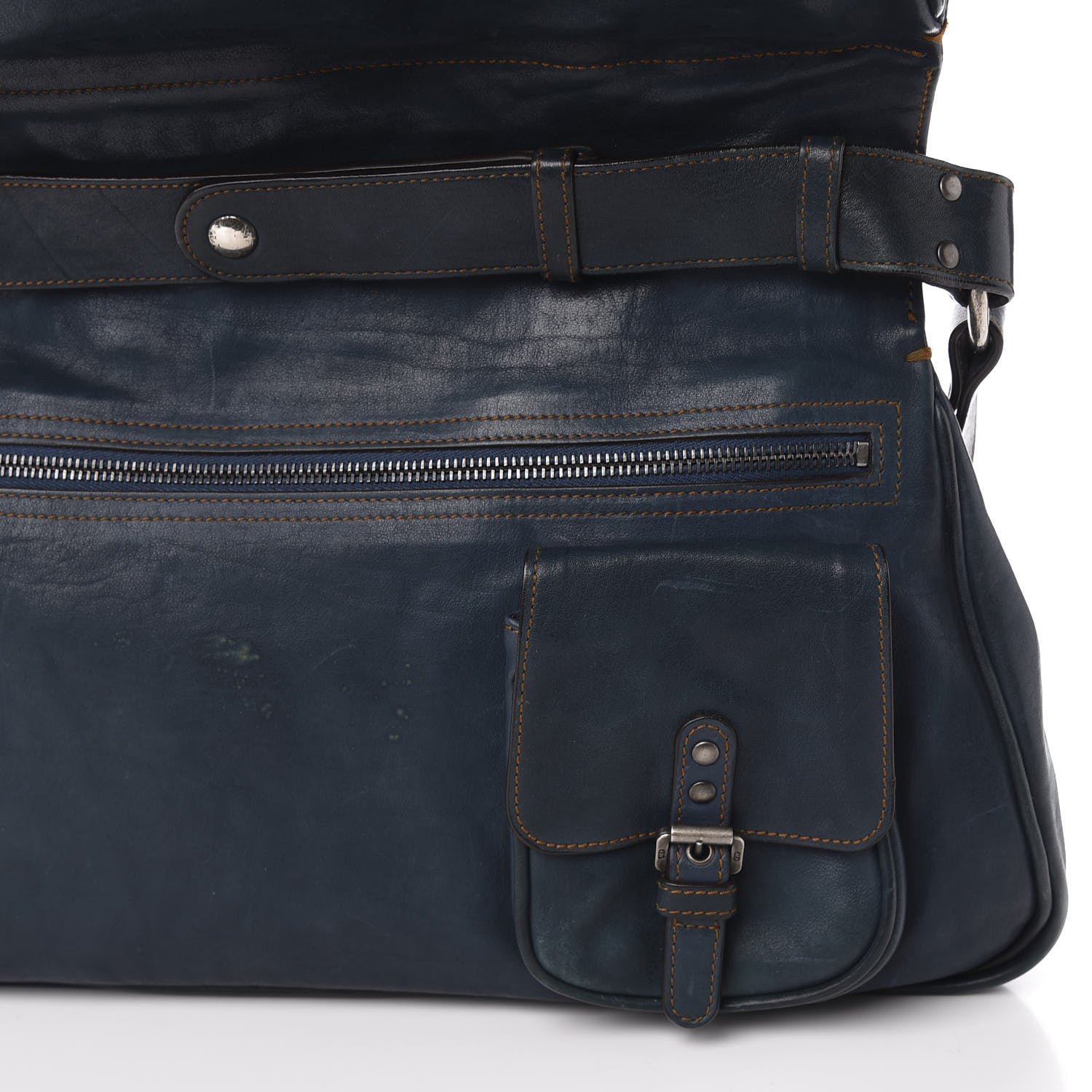 Christian Dior Calfskin Medium Gaucho Double Saddle Bag Dark Blue 10 of 14