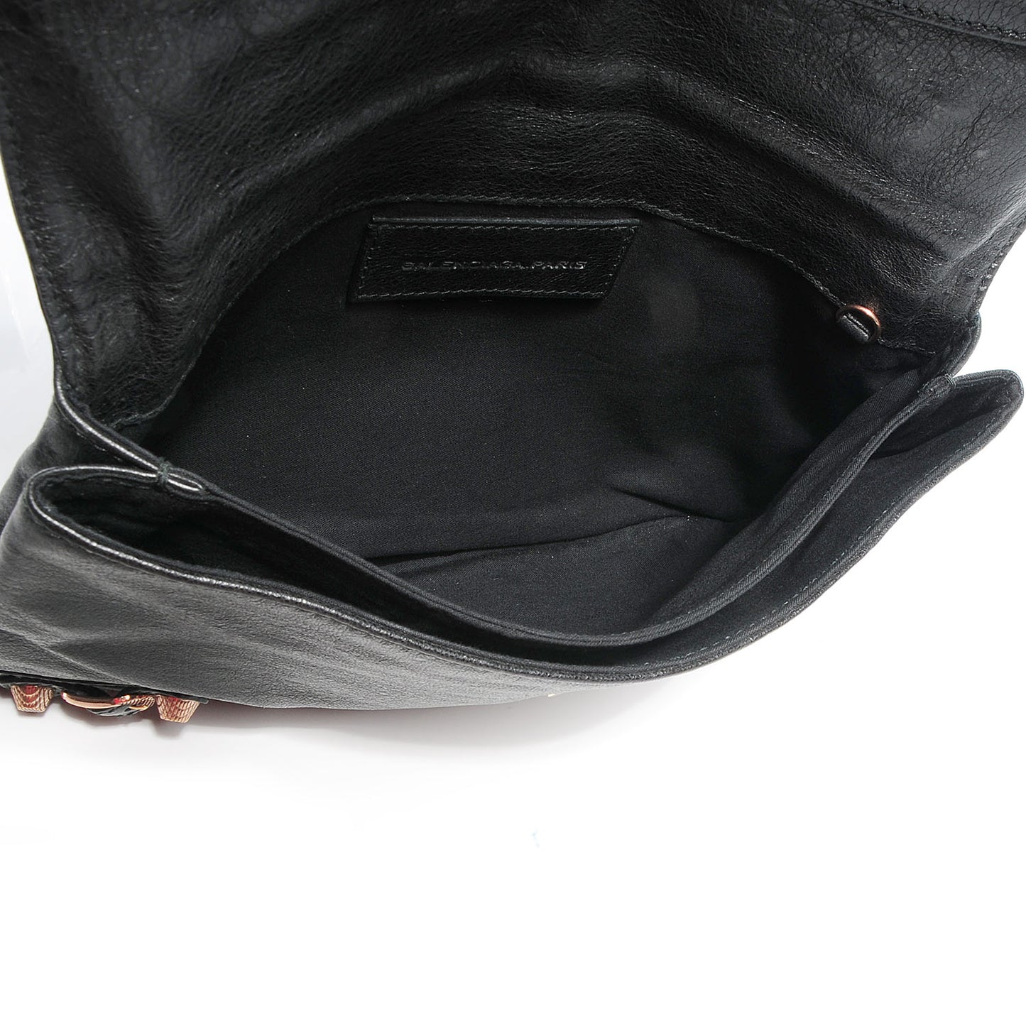 Agneau Giant 12 Rose Gold Hardware Envelope Clutch Black