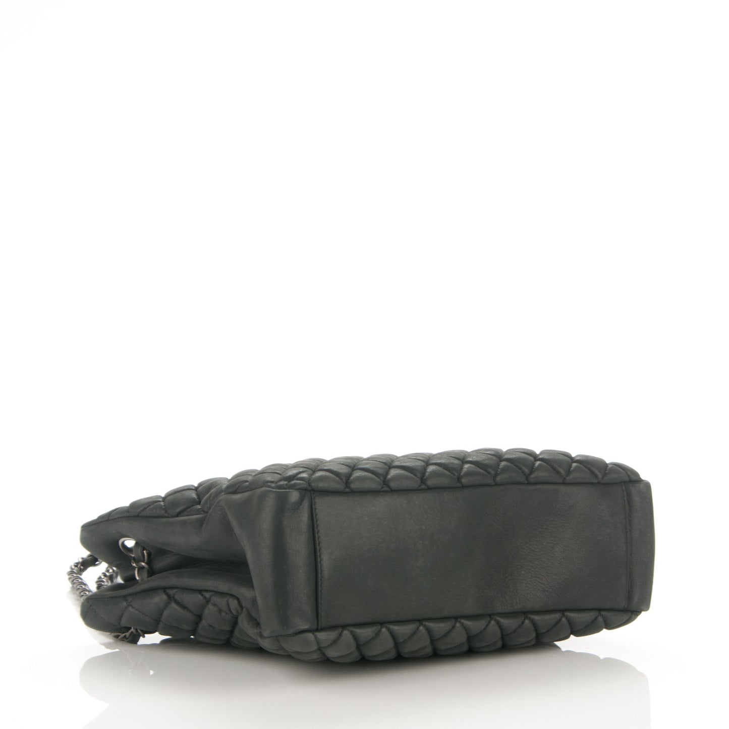 Iridescent Calfskin Small New Bubble Quilt Tote Dark Grey