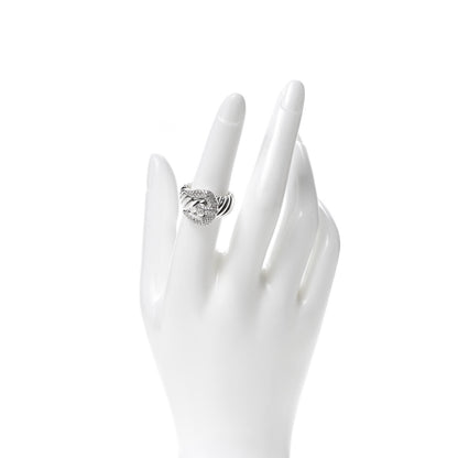 David Yurman Sterling Silver Diamond Buckle Cable Ring 54 6.75 2 of 5