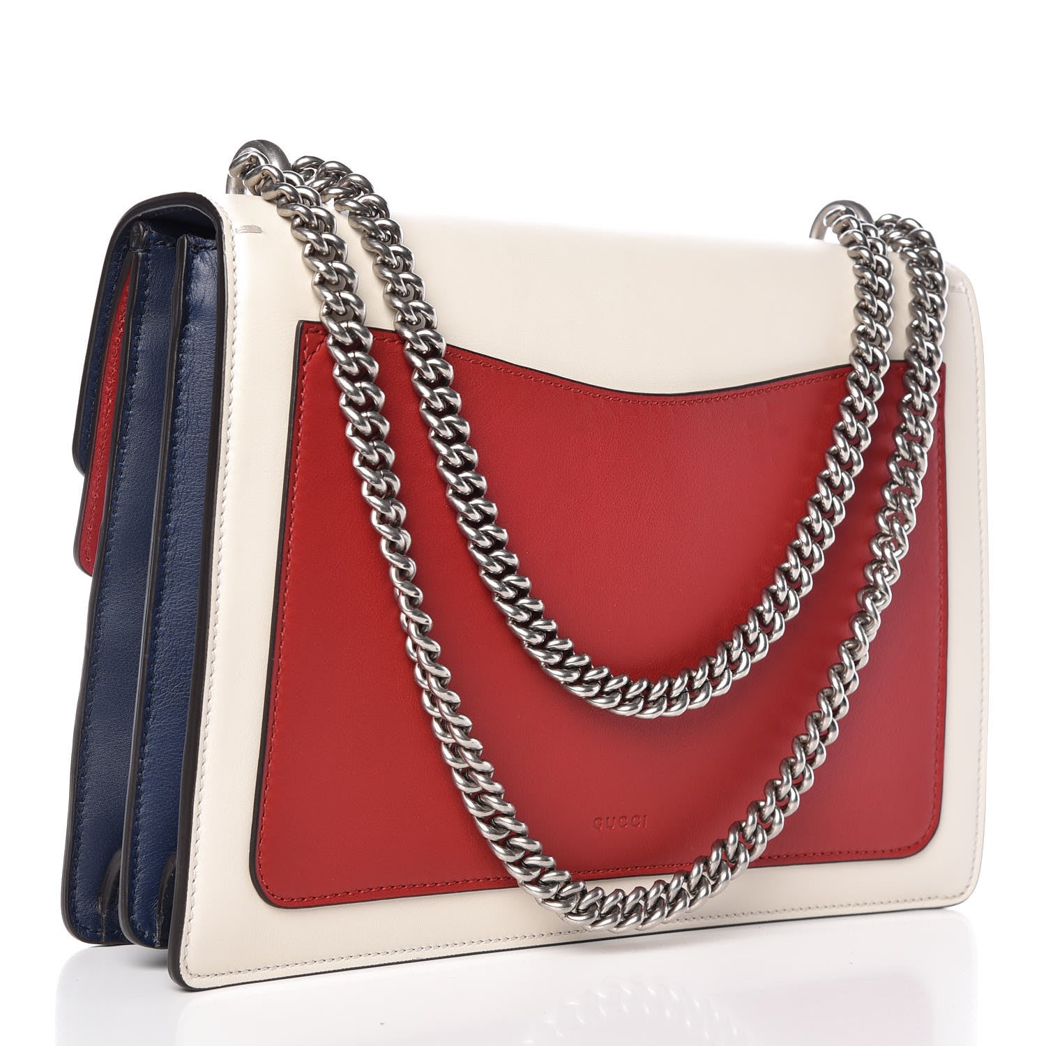 Gucci Calfskin Panther Embroidered Medium Dionysus Shoulder Bag White Blue Hibiscus Red 3 of 12