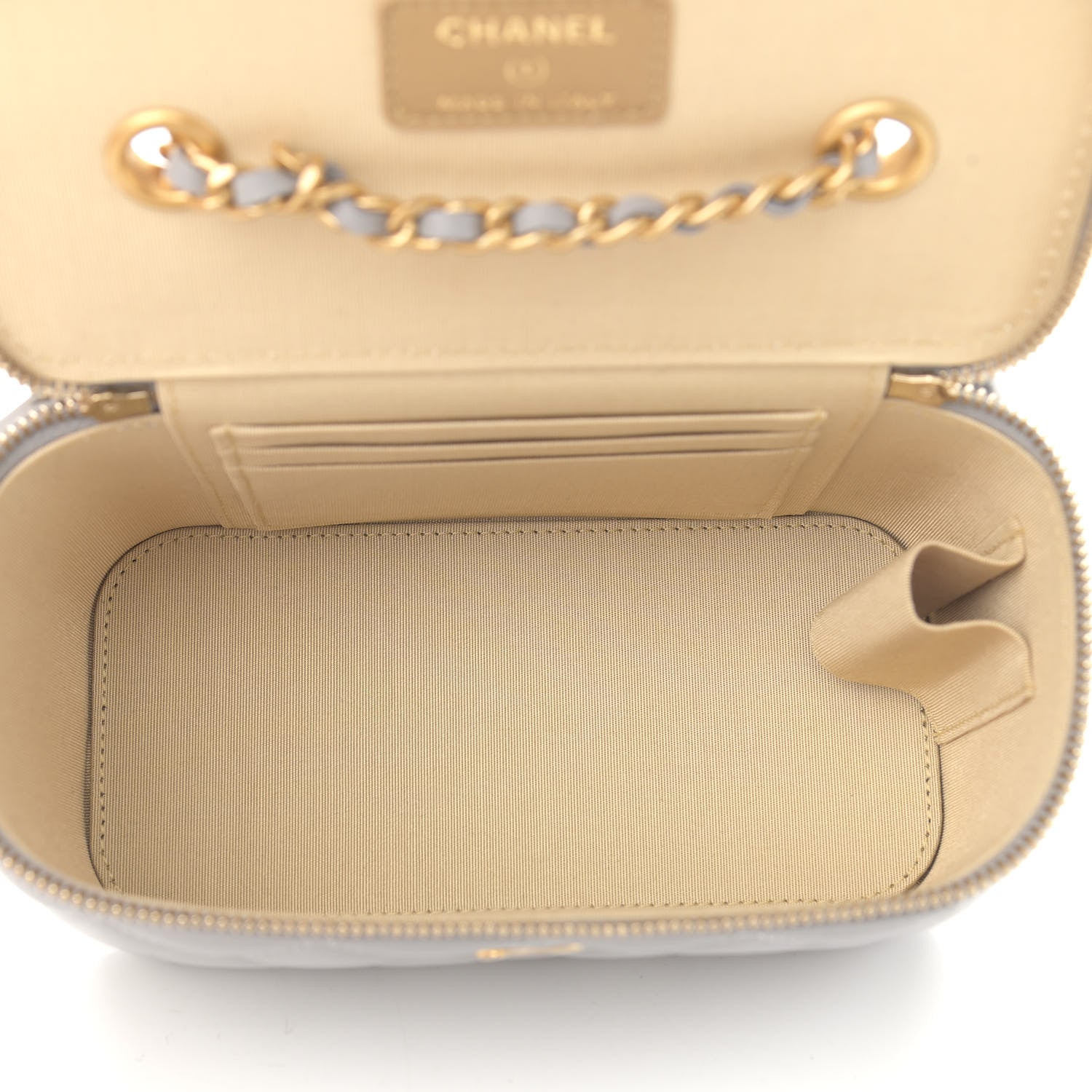 Chanel Lambskin Quilted Small Pearl Crush Vanity Case With Chain Grey 5 of 12