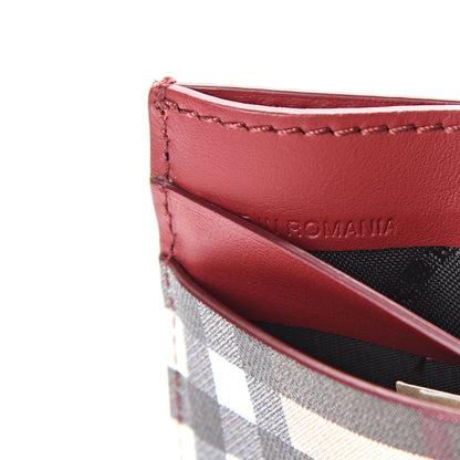 Burberry Smooth Calfskin Vintage Check Sandon Card Case Crimson 5 of 7