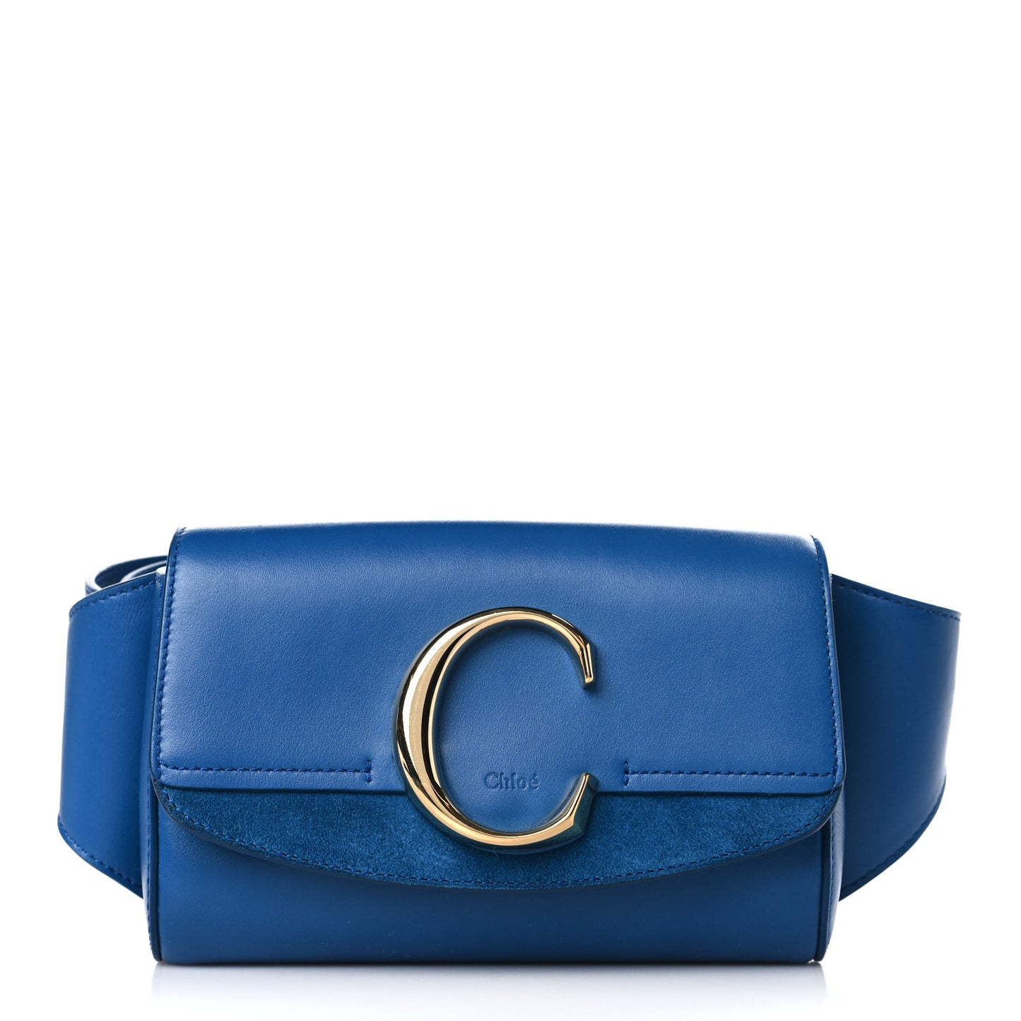 Calfskin Suede C Belt Bag Smoky Blue