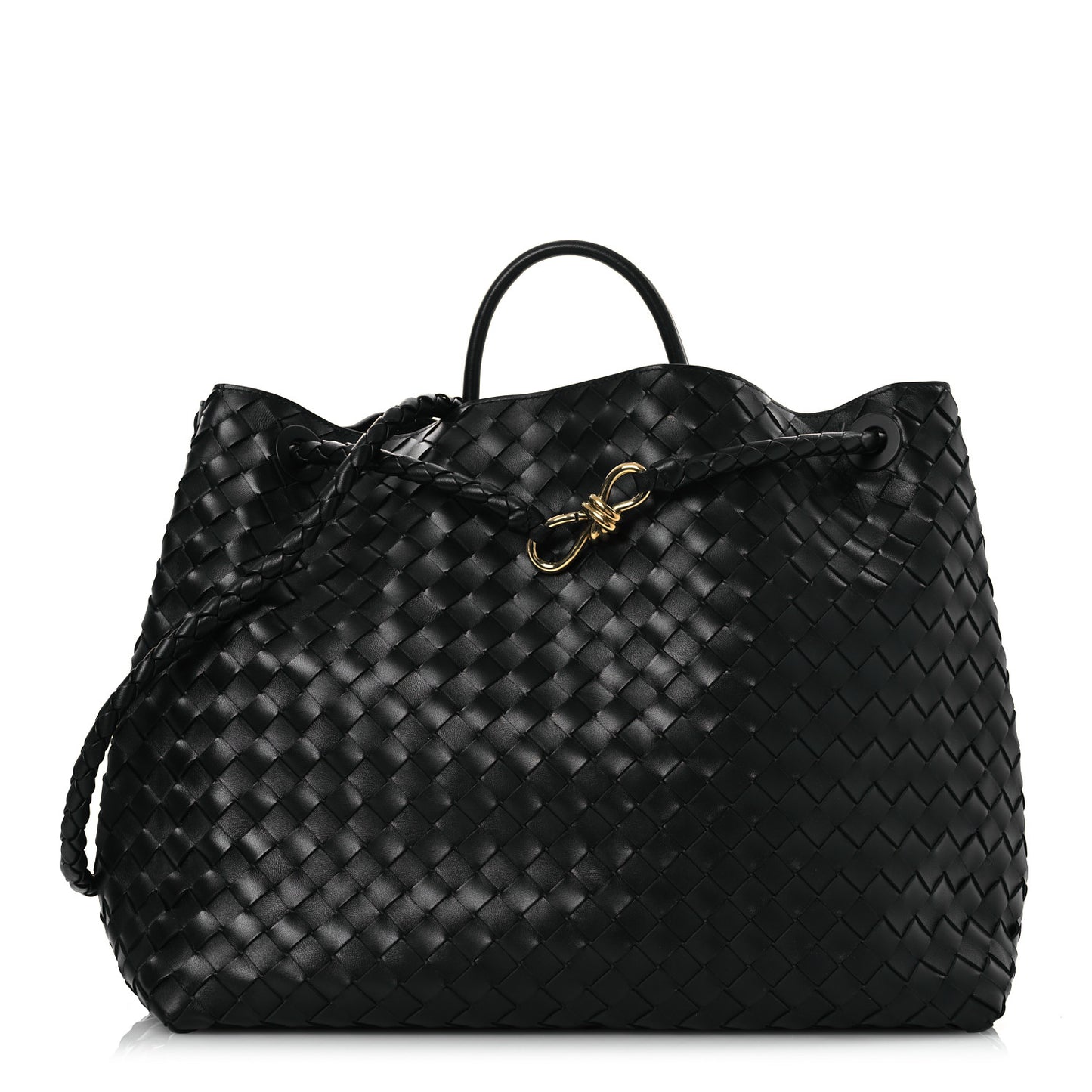 Nappa Intrecciato Large Andiamo Shoulder Bag Black
