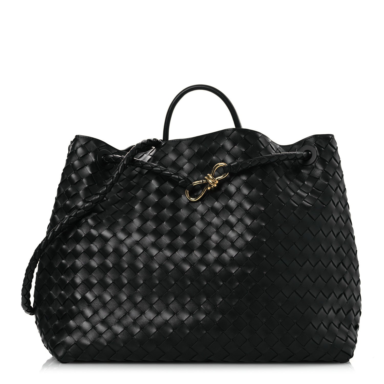 Bottega Veneta Nappa Intrecciato Large Andiamo Shoulder Bag Black 1 of 12