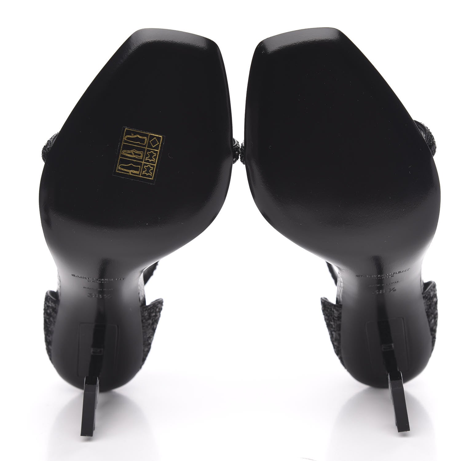 Saint Laurent Glitter Opyum Sandals 38.5 Black 5 of 8