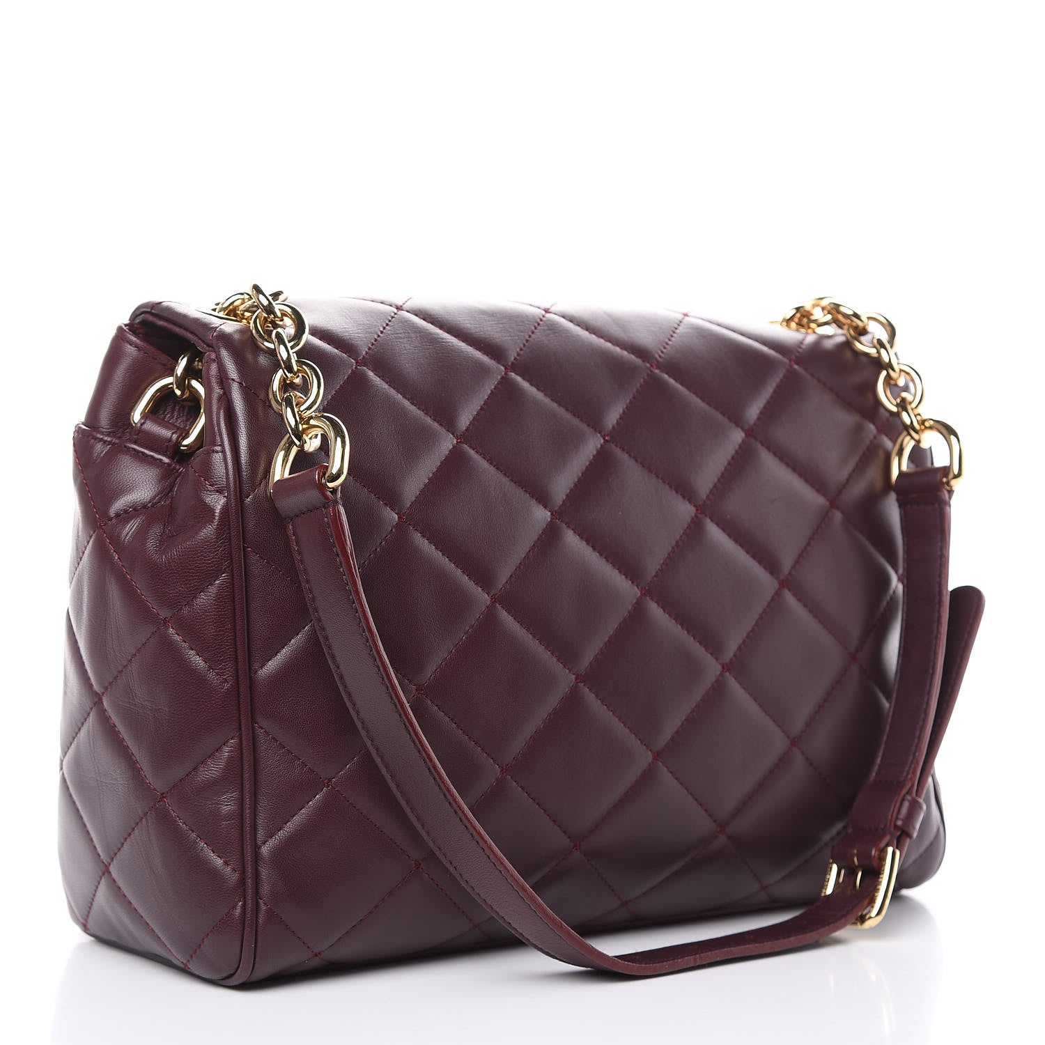 Dolce & Gabbana Lambskin Quilted Kate Shoulder Bag Burgundy 3 of 13