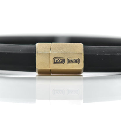 David Yurman 18K Yellow Gold Rubber Mens 10.5mm Hex Bracelet M Black 4 of 6