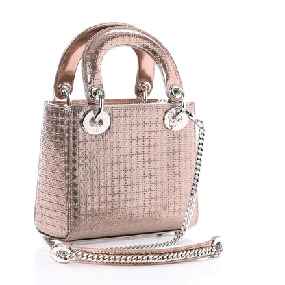 Christian Dior Metallic Patent Micro-Cannage Mini Lady Dior Champagne 3 of 7