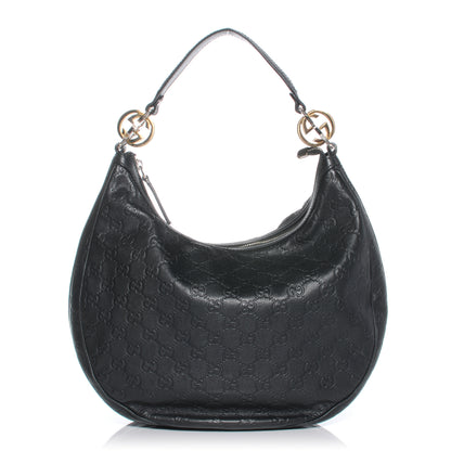 Gucci Guccissima GG Twins Medium Hobo Black 1 of 8
