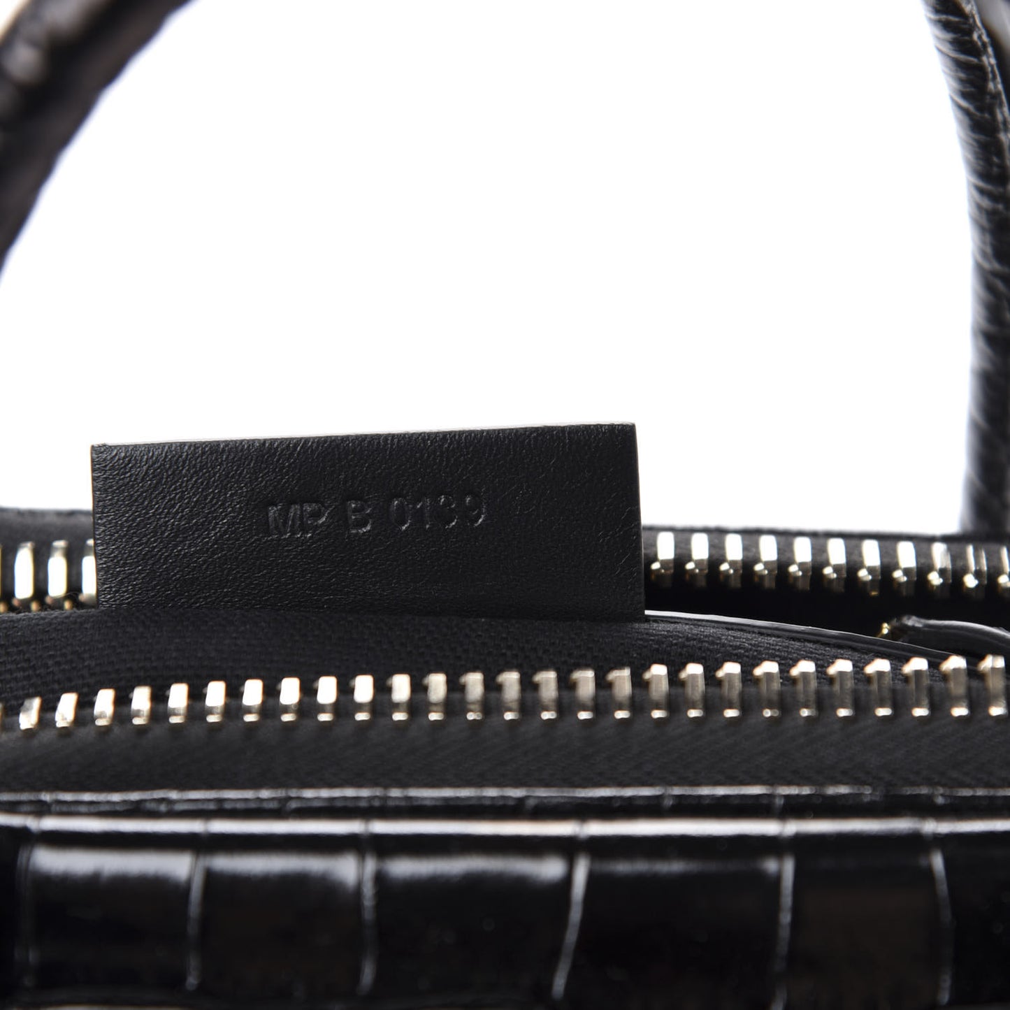 Calfskin Crocodile Embossed Small Antigona Black