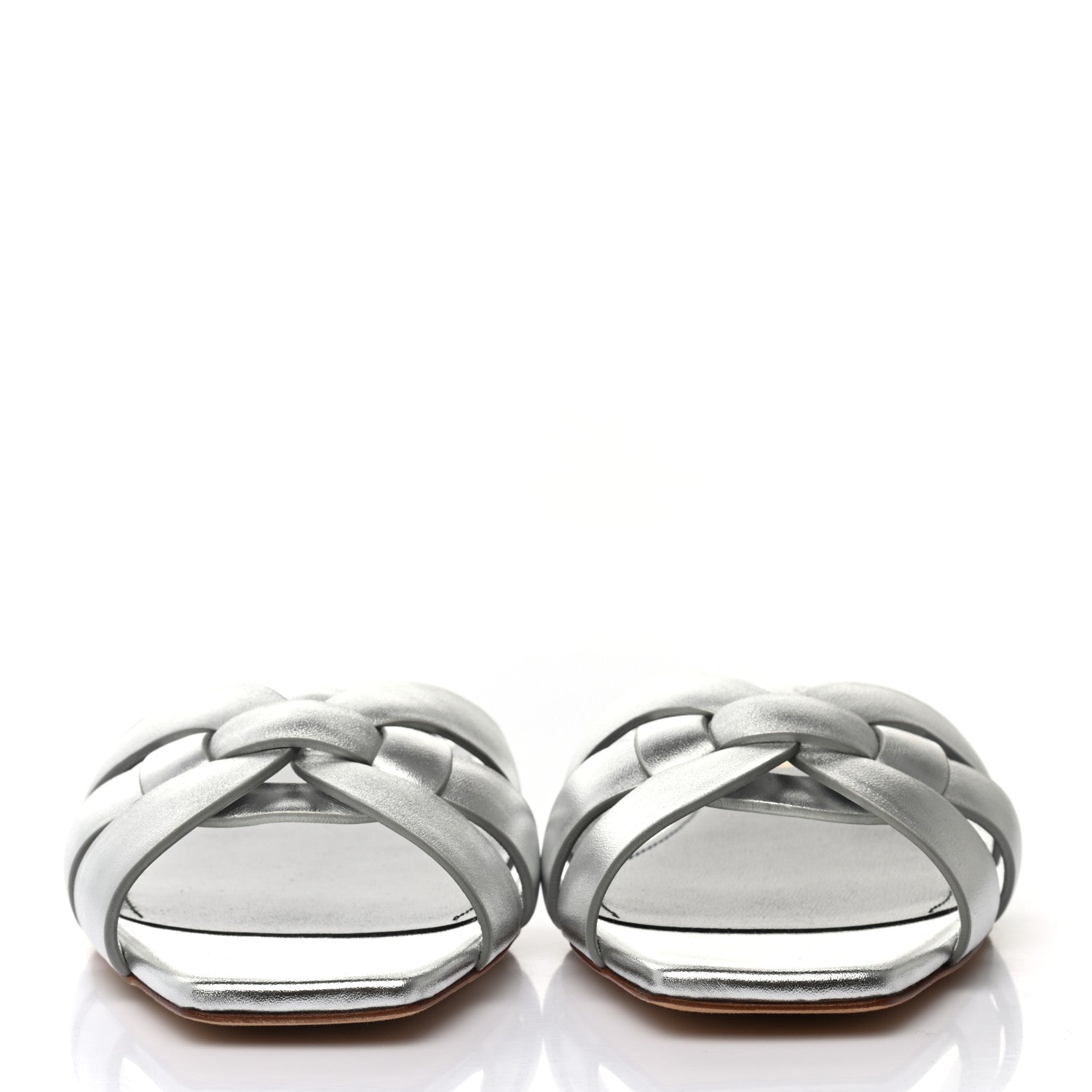 Saint Laurent Calfskin Tribute 05 Slide Sandals 35.5 Argent 2 of 8