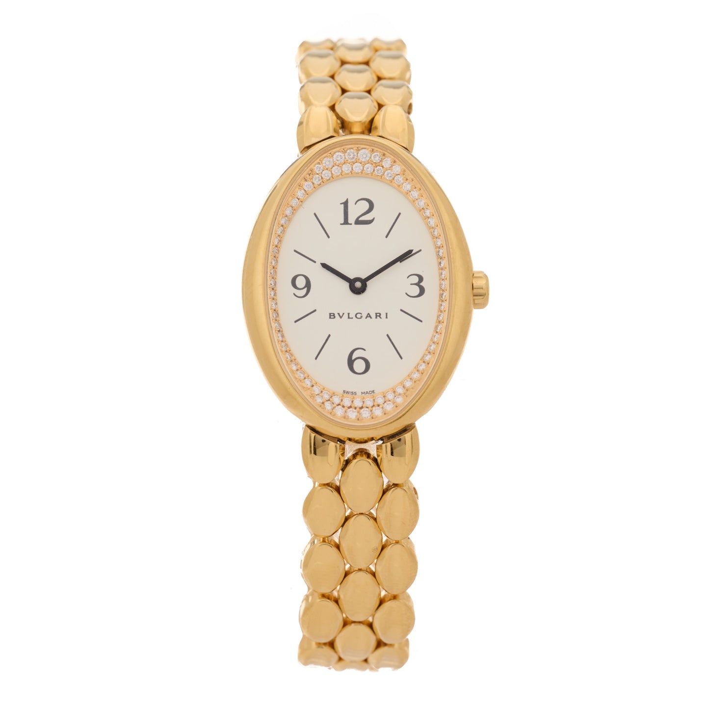 18K Yellow Gold Diamond Bezel 27mm Ovale Quartz Watch