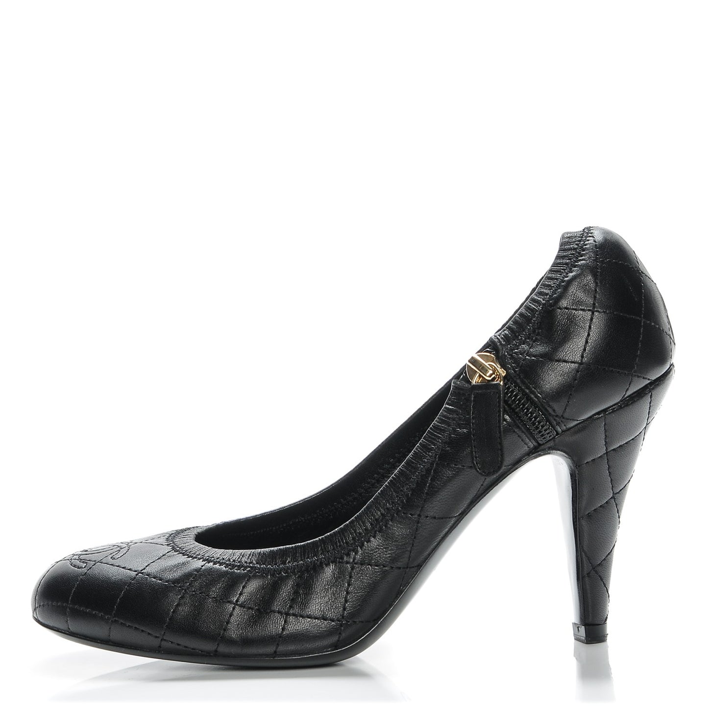 Lambskin Quilted CC Pumps 37.5 Black