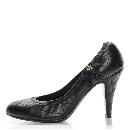Chanel Lambskin Quilted CC Pumps 37.5 Black 1 of 7