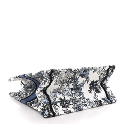 Christian Dior Canvas Embroidered Chardons Toile De Jouy Small Book Tote White Blue 4 of 10