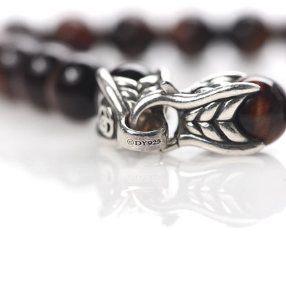 David Yurman Sterling Silver Red Tiger Eye 8mm Spiritual Beads Bracelet 5 of 6
