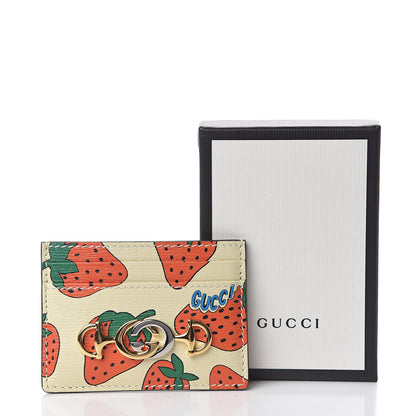 Gucci Calfskin Strawberry Print Zumi Case Case Ivory Red 7 of 7