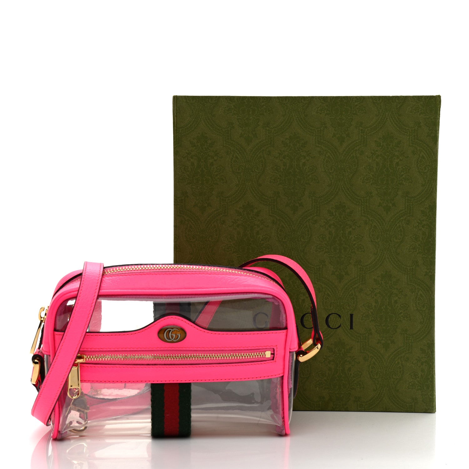 Gucci Vinyl Web Mini Ophidia Transparent Shoulder Bag Fluorescent Fuchsia 9 of 9