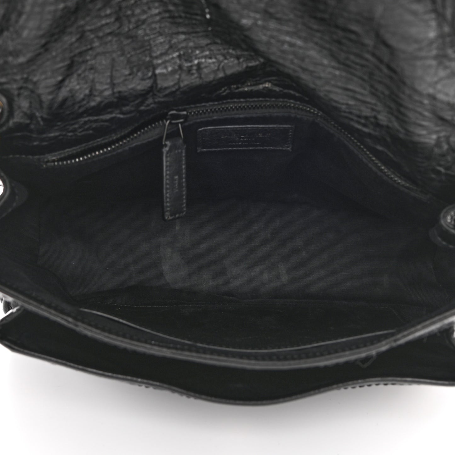 Crinkled Calfskin Matelasse Monogram Medium Niki Chain Satchel Black