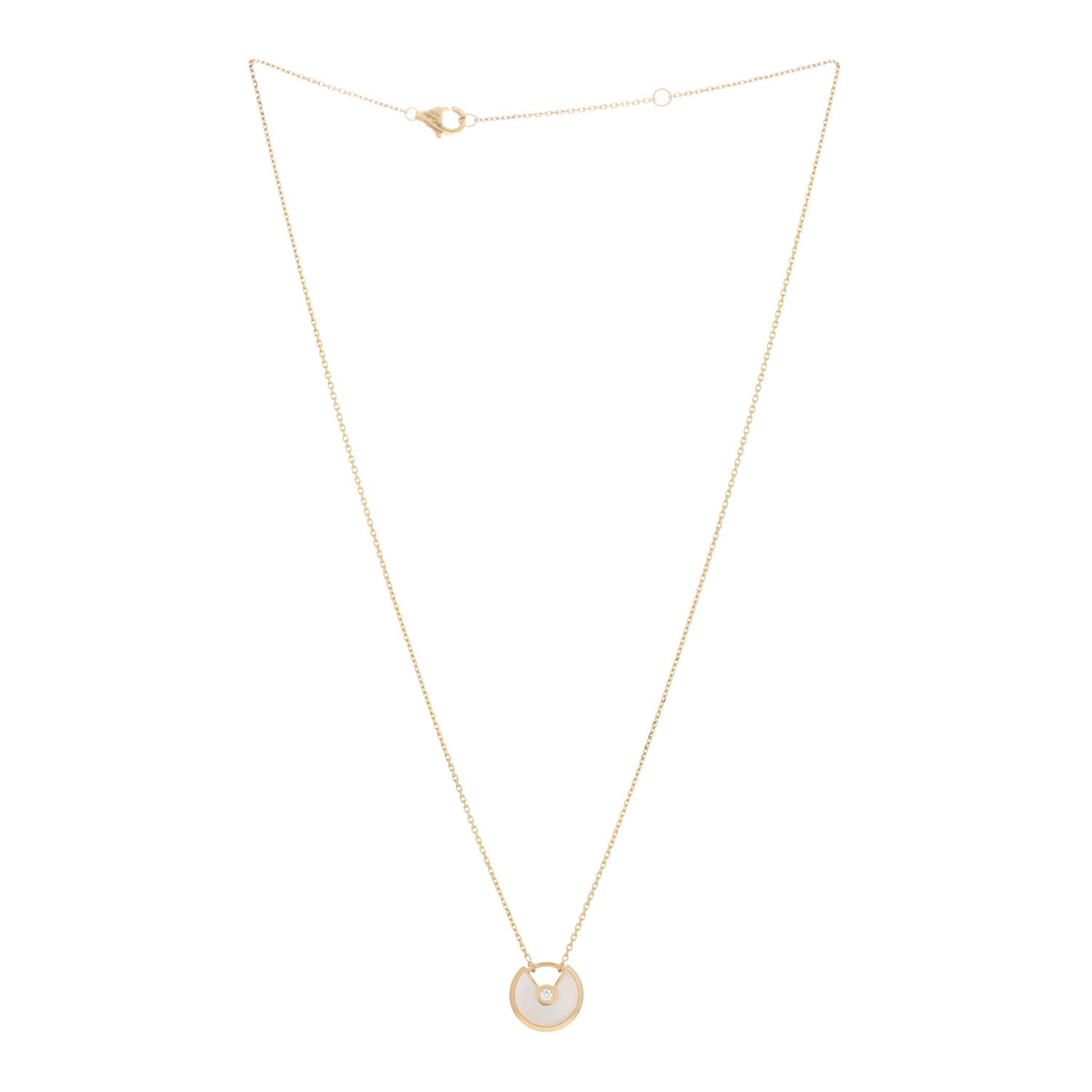 Cartier 18K Yellow Gold Diamond Mother of Pearl XS Amulette de Cartier Pendant Necklace 2 of 4