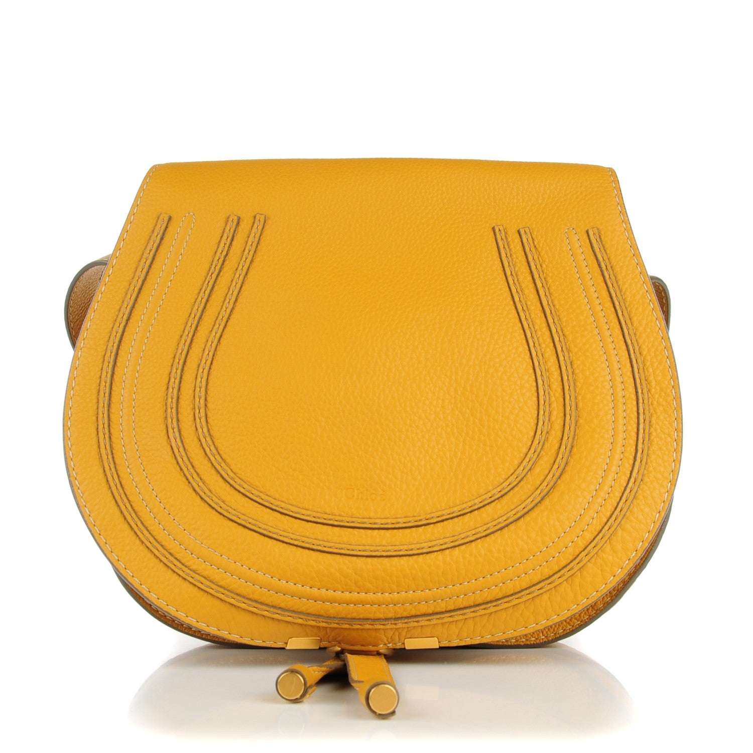 Chloe Calfskin Medium Marcie Round Crossbody Bag Curry Yellow 1 of 9