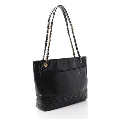 Chanel Shiny Aged Calfskin Quilted Small Shopping Bag Black 3 of 11