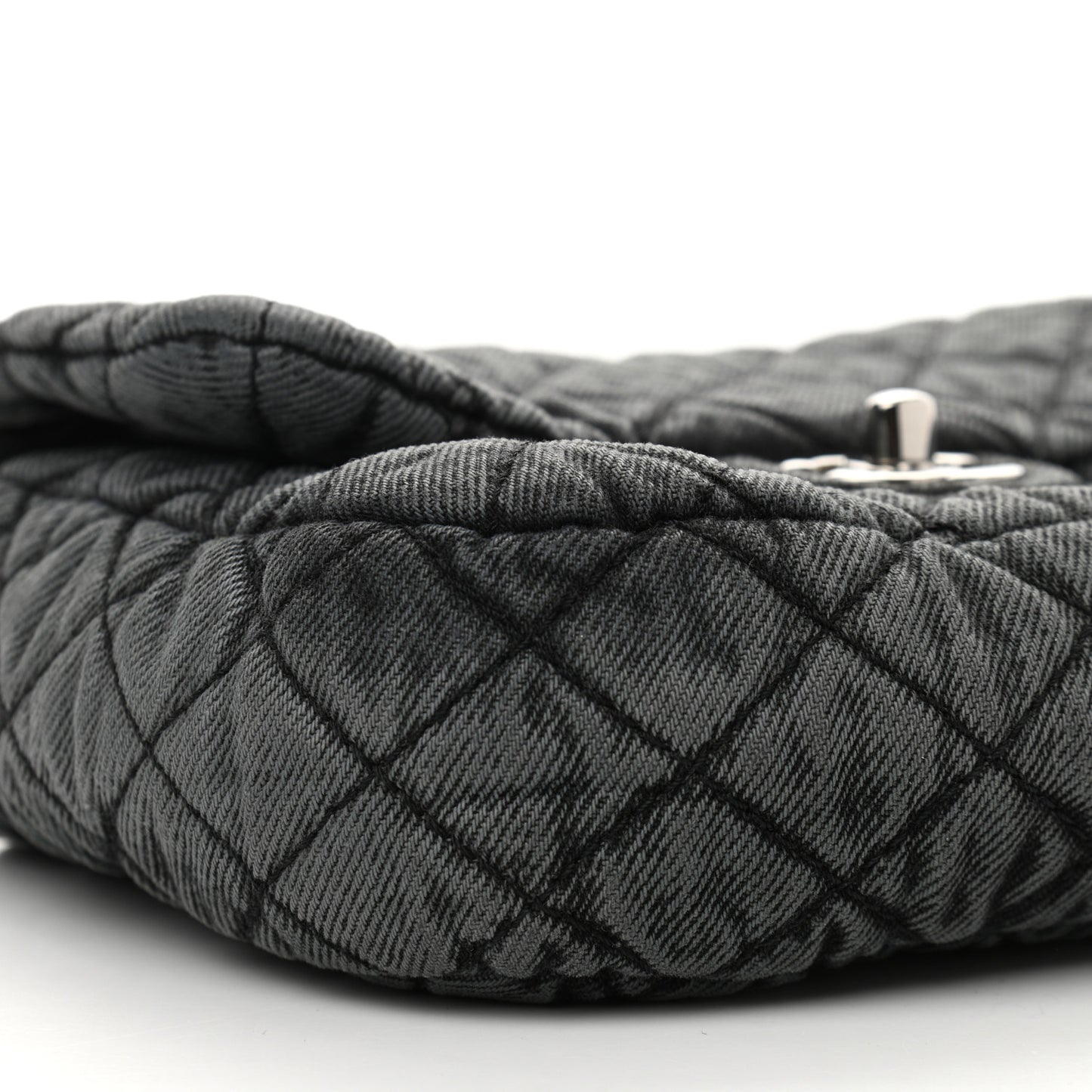 Washed Denim Quilted Small Denimpression Flap Grey Black
