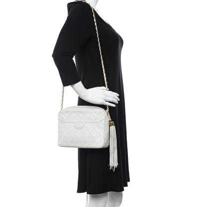 Chanel Lambskin Quilted Tassel Camera Case White 2 of 11
