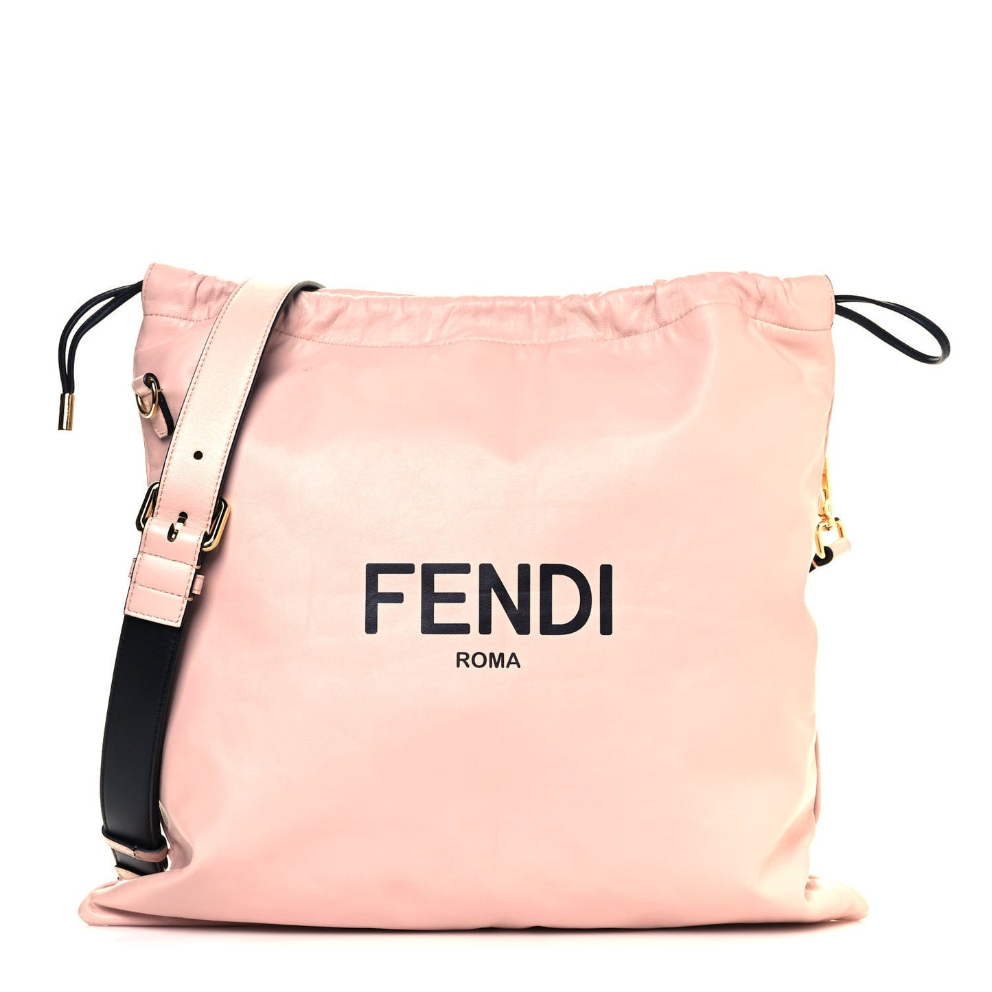 Soft Nappa Logo Medium Drawstring Pouch Bag Rosa Quarzo Black