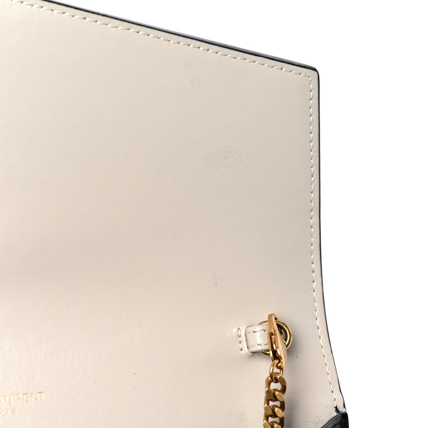 Smooth Shiny Calfskin Uptown Chain Wallet Black Crema Soft