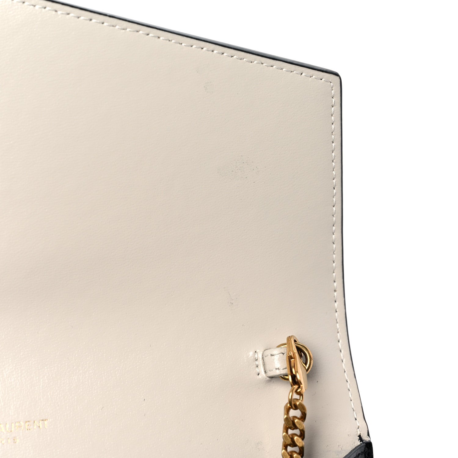 Saint Laurent Smooth Shiny Calfskin Uptown Chain Wallet Black Crema Soft 11 of 12