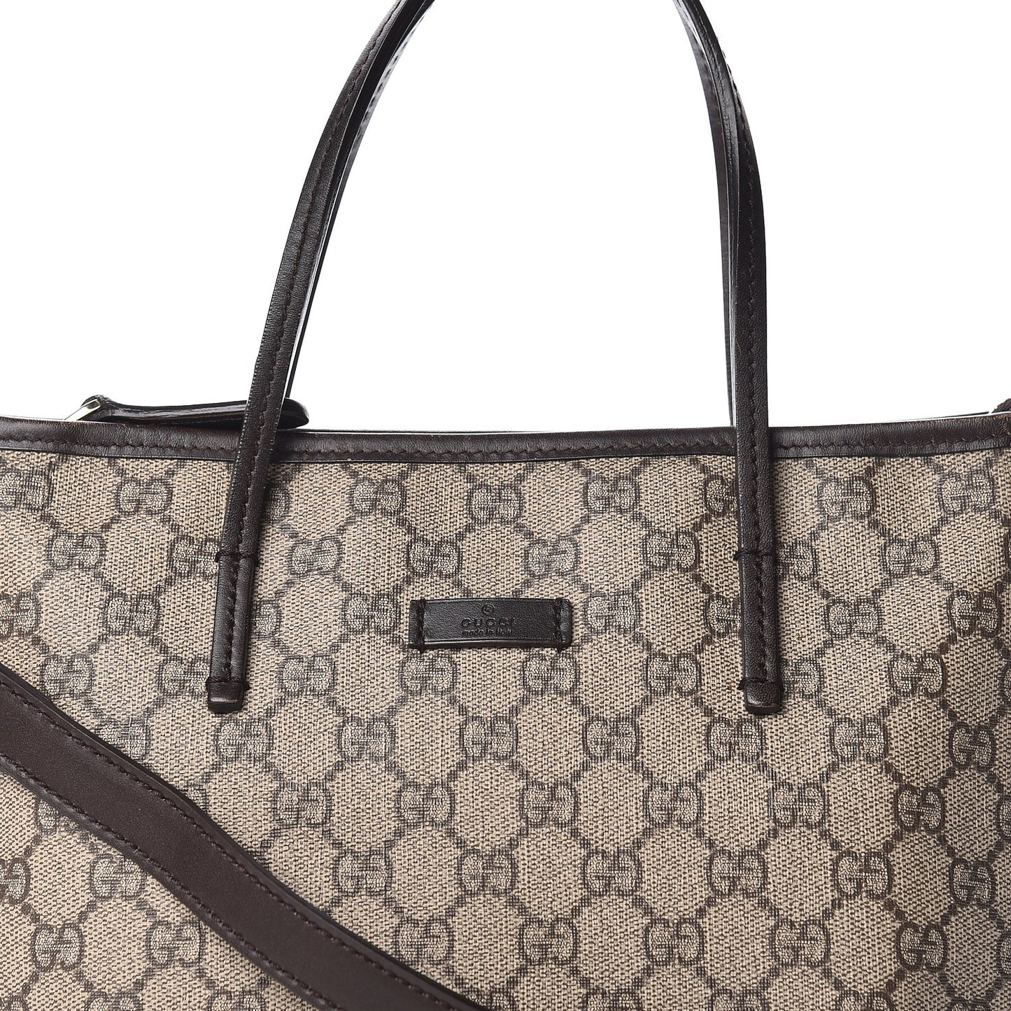GG Supreme Monogram Small Zippered Tote Dark Brown