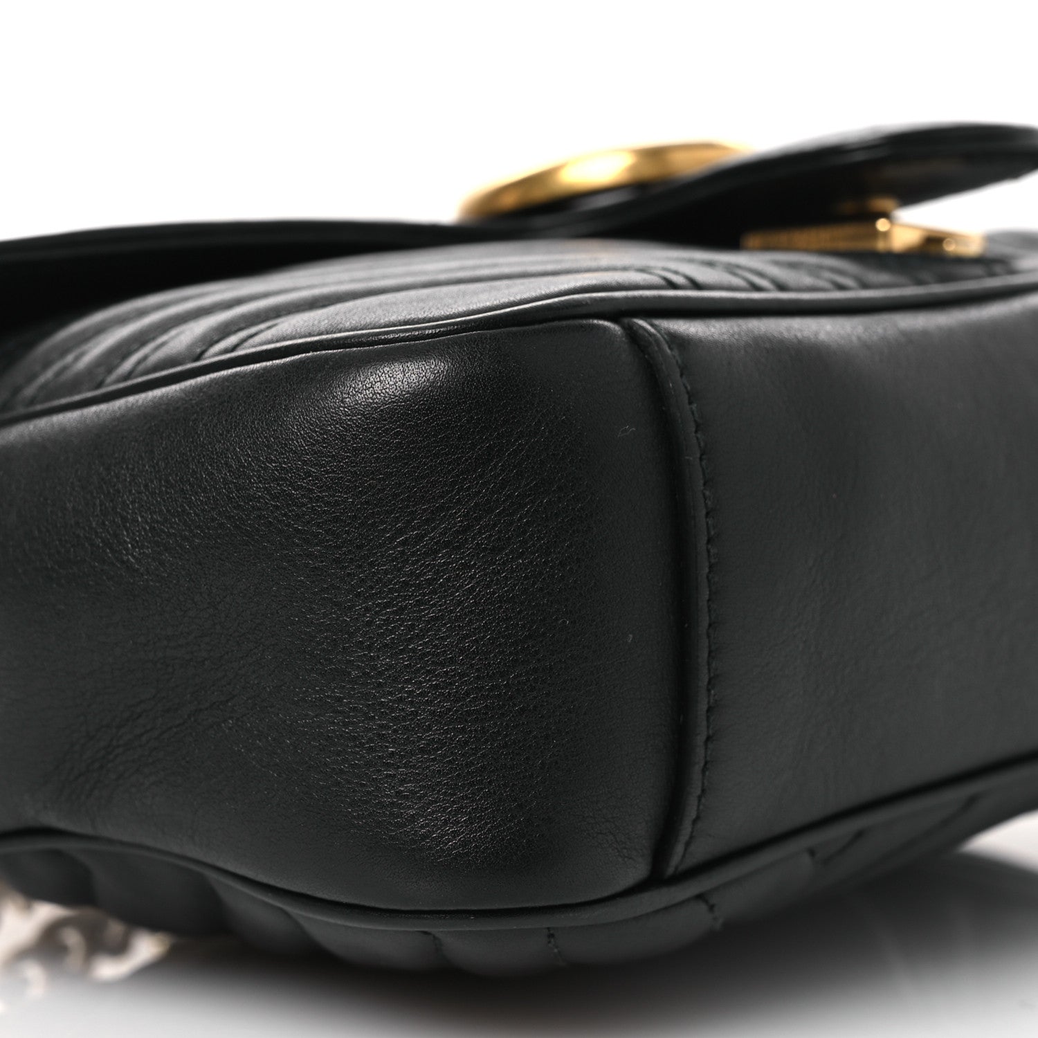 Gucci Calfskin Matelasse Small GG Marmont Shoulder Bag Black 17 of 23