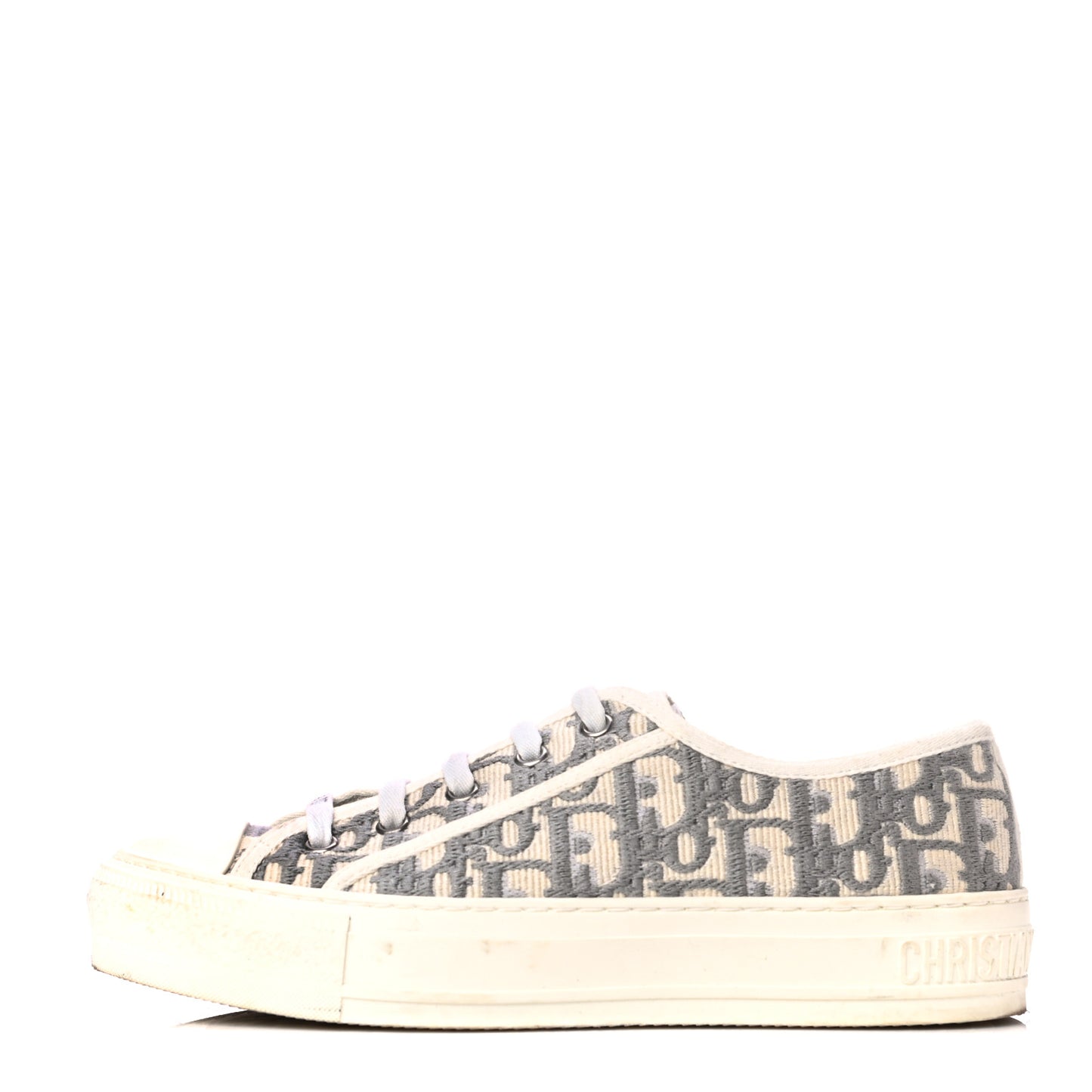 Canvas Oblique Walk'N'Dior Low Top Sneakers 36.5 Grey Stone