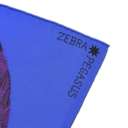 Hermes Silk Zebra Pegasus Scarf 90 Bleu Klein Violet Orange 4 of 7