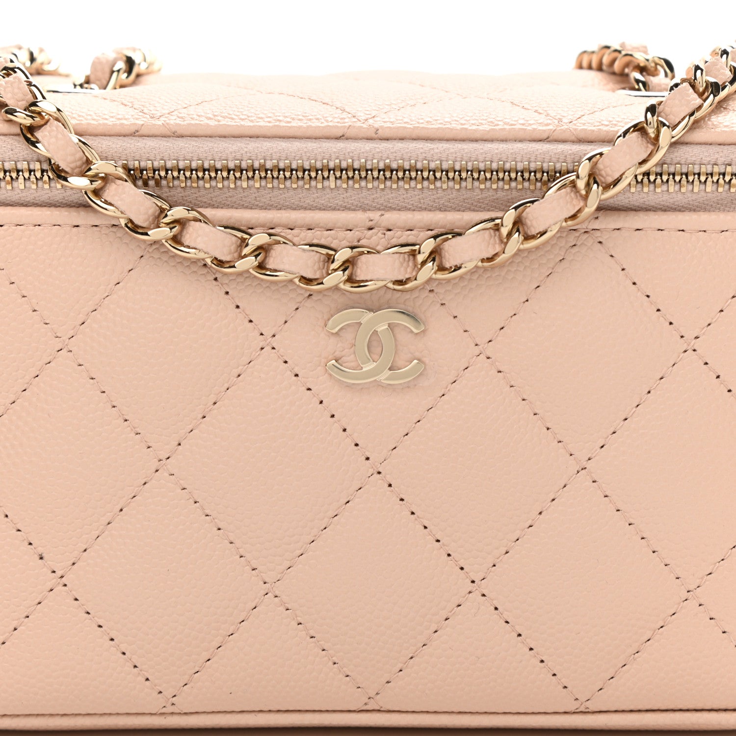 Chanel Caviar Quilted Small Vanity Case With Chain Light Beige 10 of 11