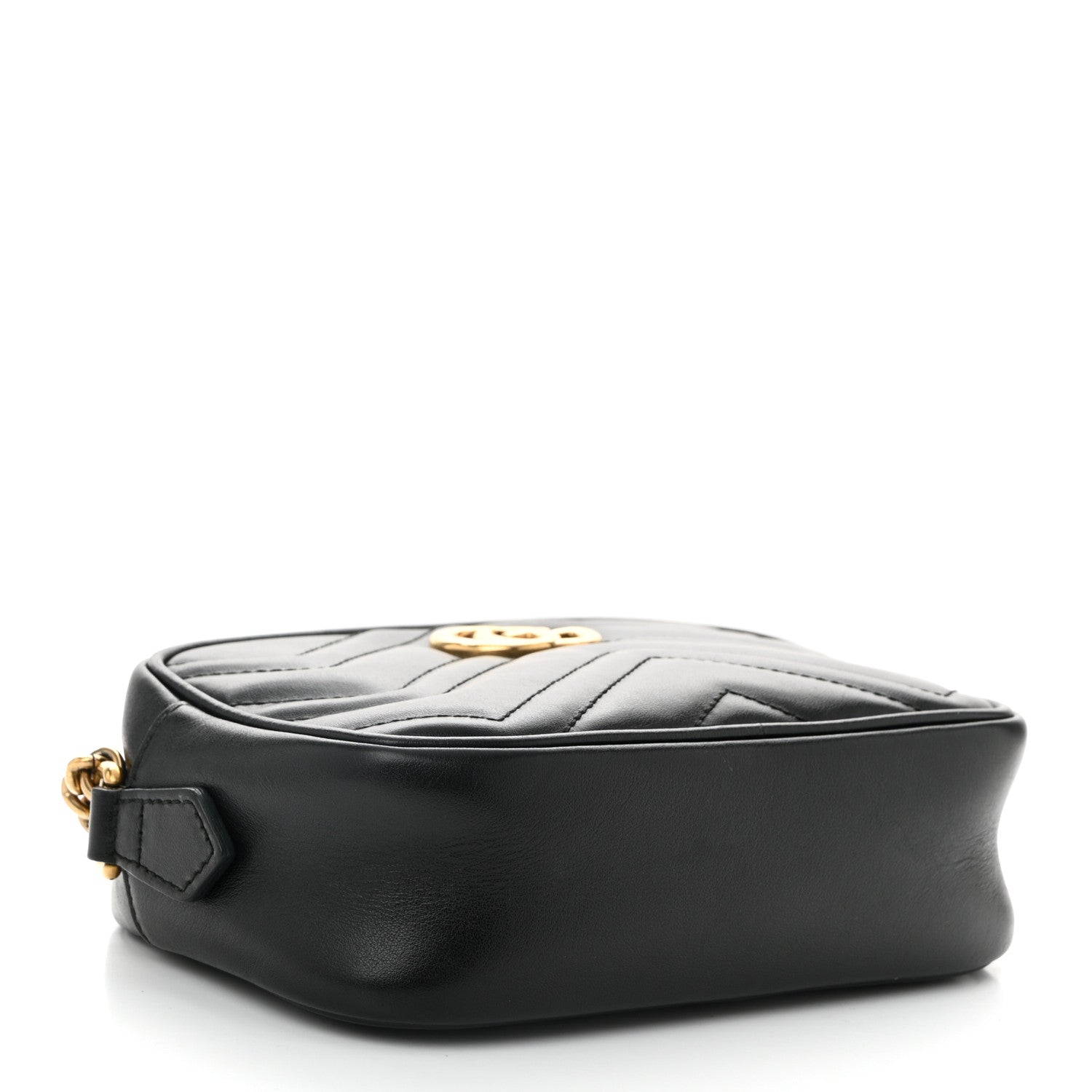 Gucci Calfskin Matelasse Mini GG Marmont Chain Shoulder Bag Black 4 of 14