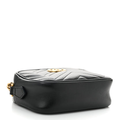 Gucci Calfskin Matelasse Mini GG Marmont Chain Shoulder Bag Black 4 of 14