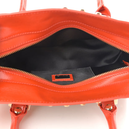 Fendi Raffia Calfskin FF Studded Satchel Orange 5 of 11