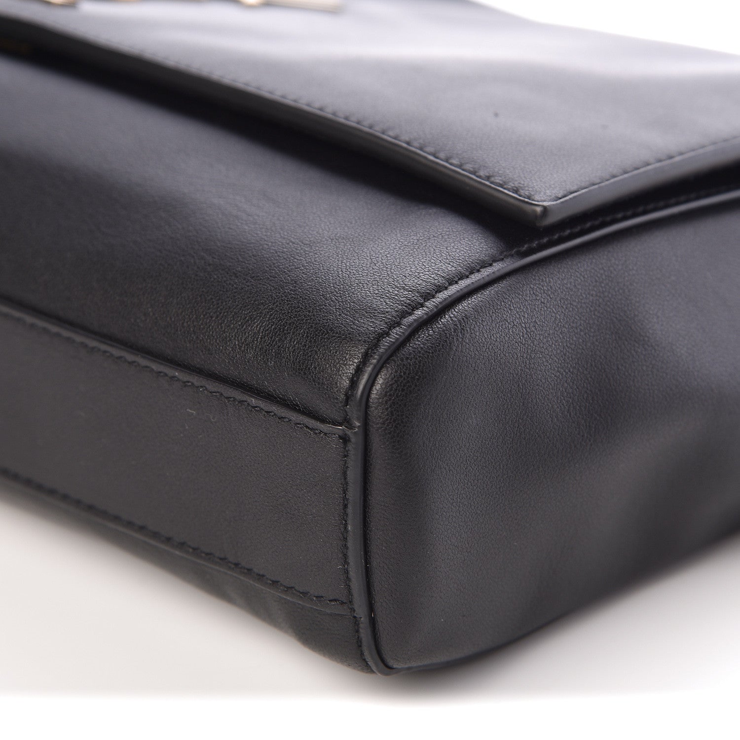Saint Laurent Smooth Calfskin Suede Medium Reversible Monogram Kate Satchel Black 17 of 19