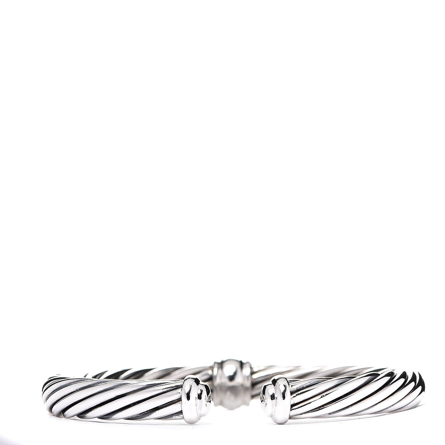 David Yurman Sterling Silver Black Diamond 7mm Cable Classics Station Bracelet 2 of 3