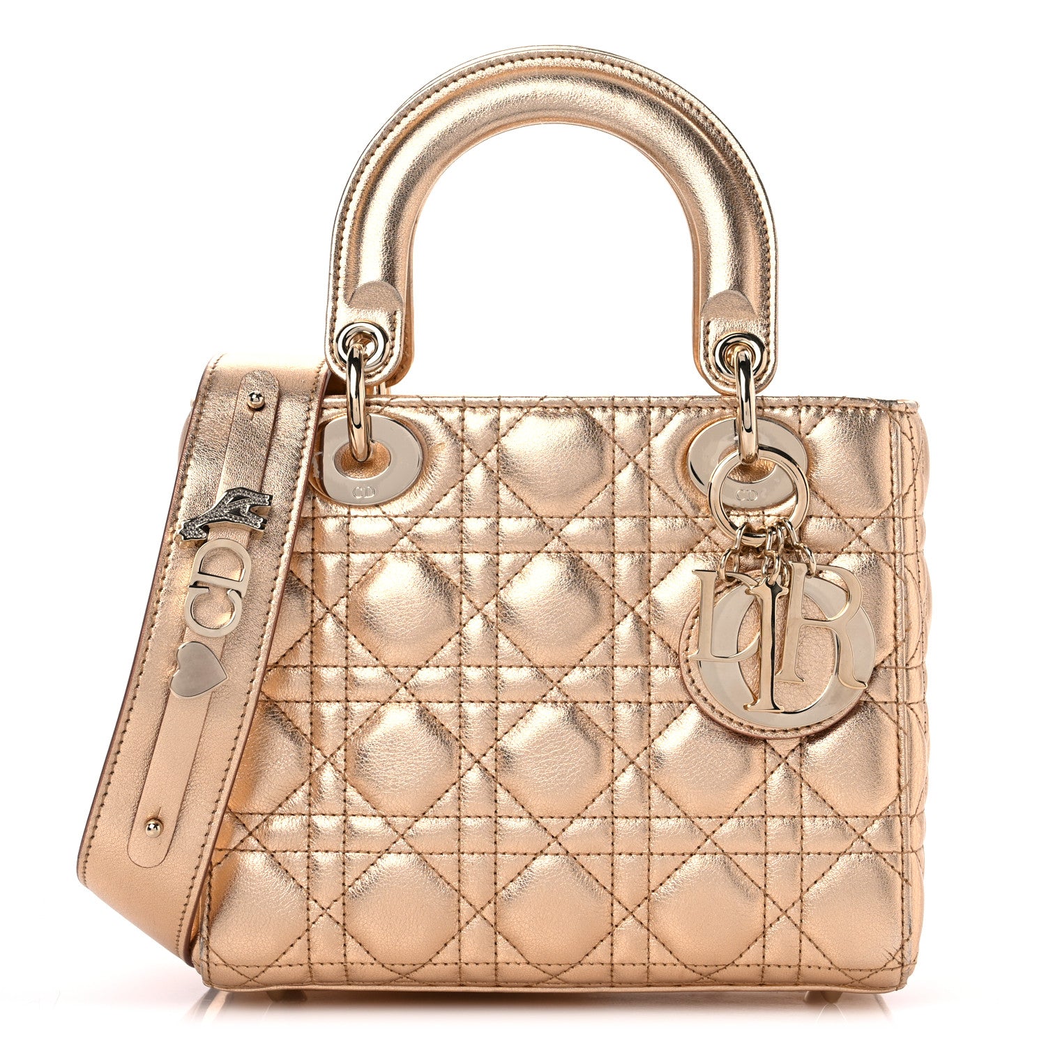Christian Dior Metallic Calfskin Cannage Small My ABCDior Lady Dior Gold 1 of 14