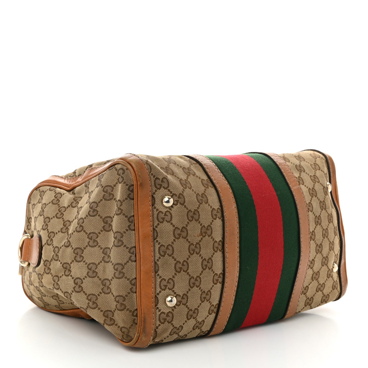 Gucci Monogram Vintage Web Medium Boston Tan 4 of 16