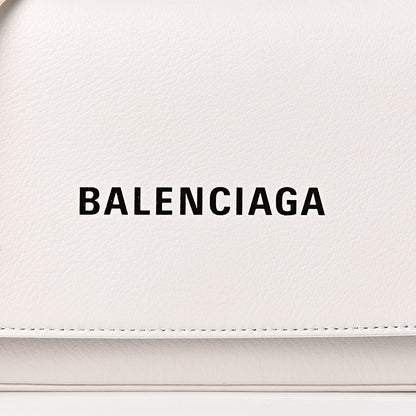 Balenciaga Pebbled Calfskin Logo Everyday Flap Chain Wallet White 7 of 9