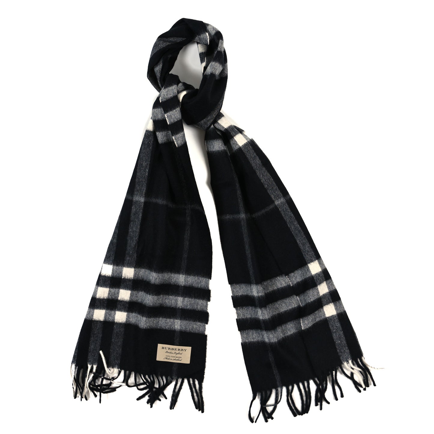 Cashmere Giant Check Scarf Black