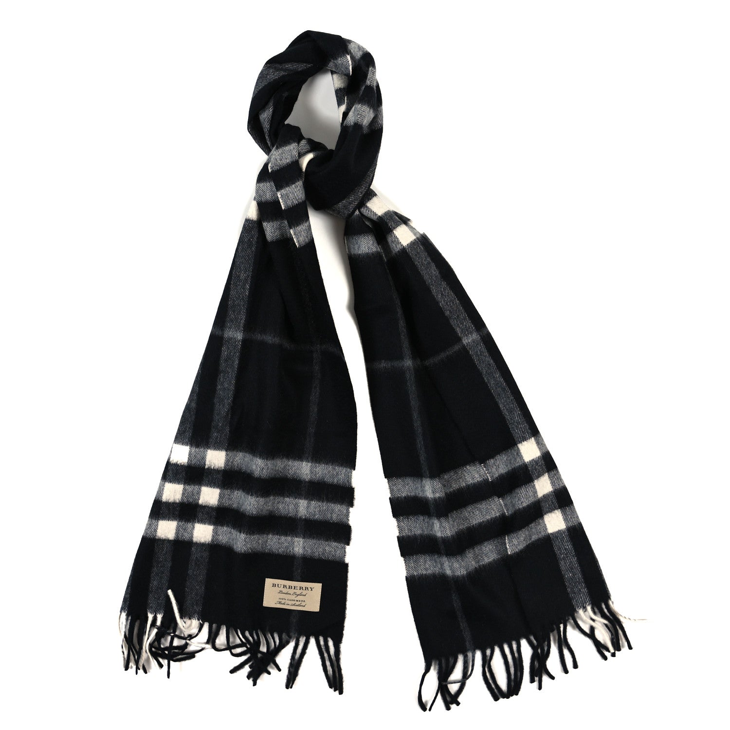 Burberry Cashmere Giant Check Scarf Black 1 of 4